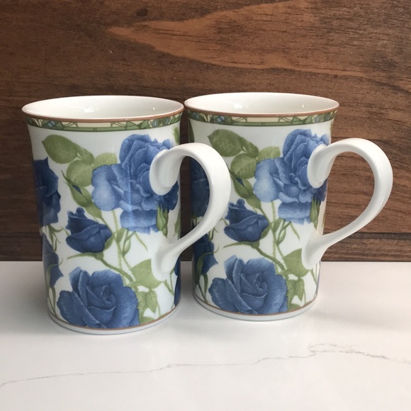 Vintage Other - Vintage Blue Rose Pattern Royal Bone China Cups Collector’s Series